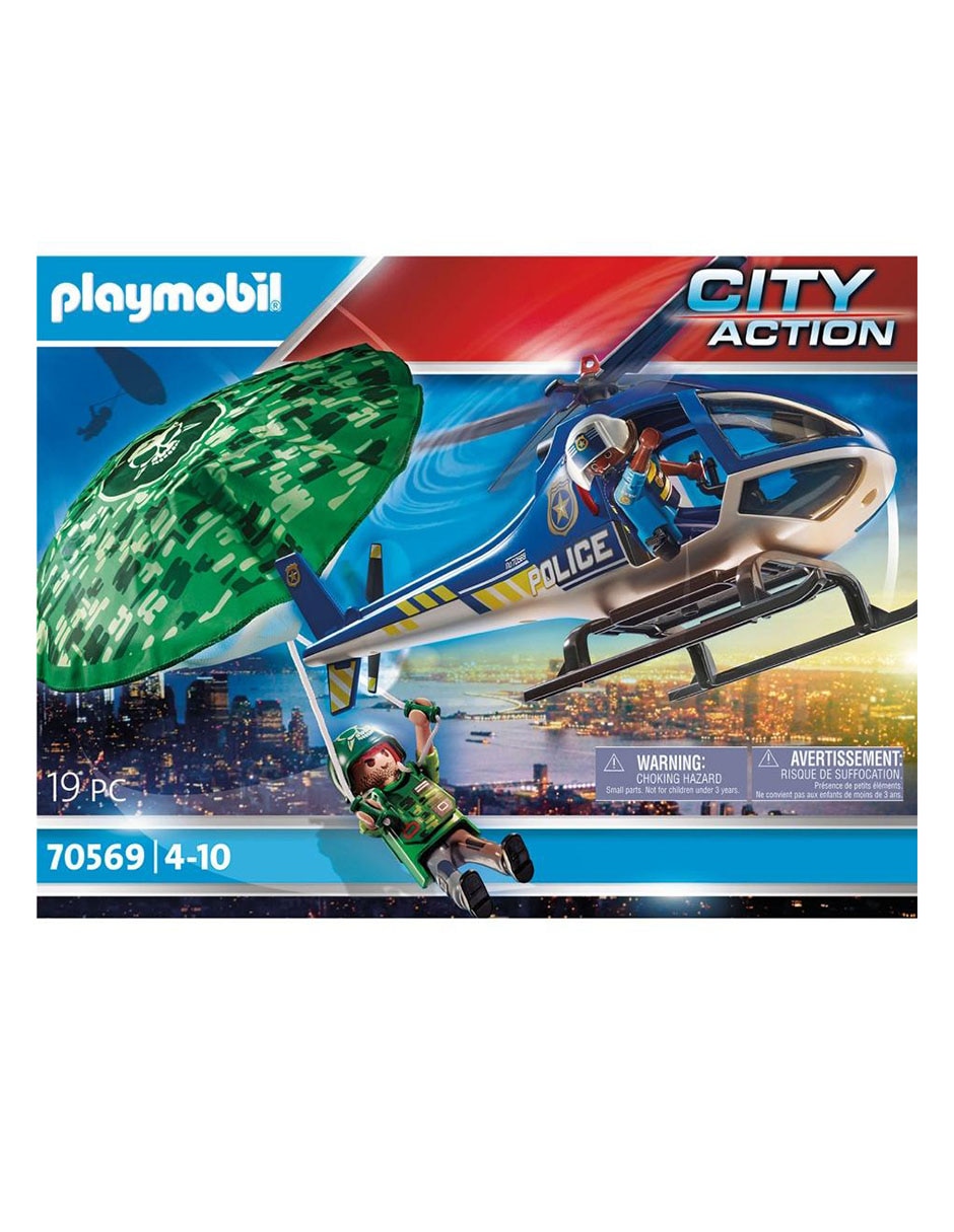 Playmobil City action Helicóptero de Policía: Persecución en Paracaídas 70569