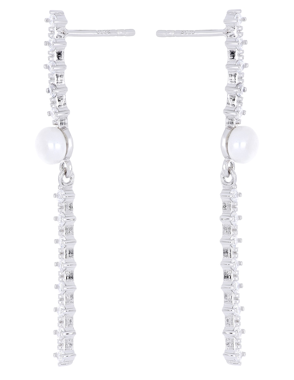 Aretes de plata P 925 con acabado liso perla 2