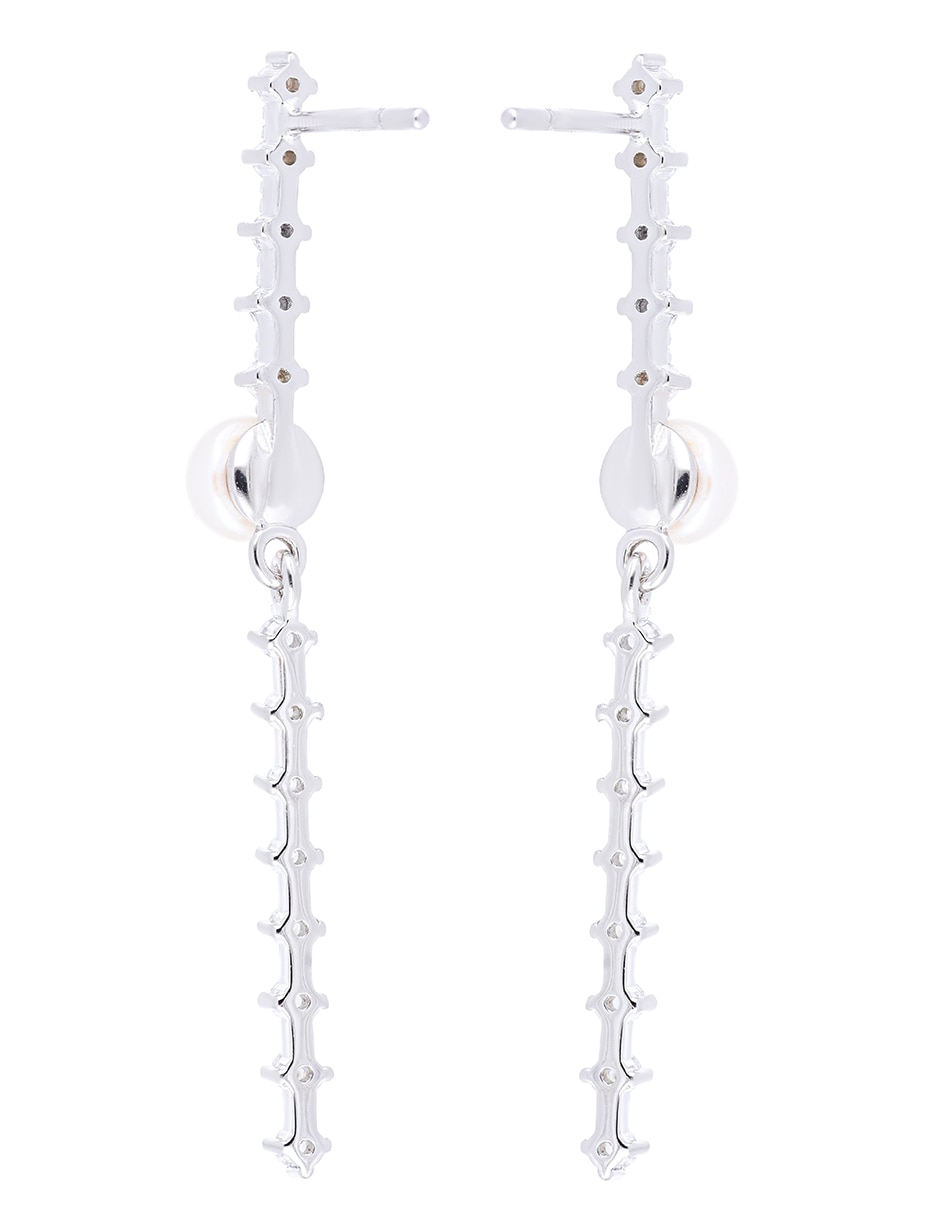 Aretes de plata P 925 con acabado liso perla