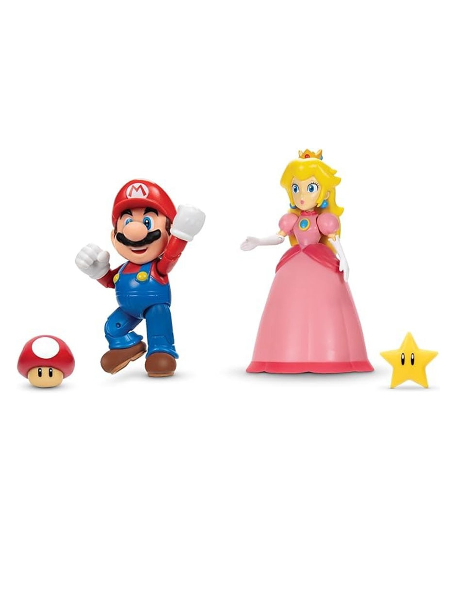 Set figuras acción Super Mario Mario & Princesa Peach Jakks Pacific