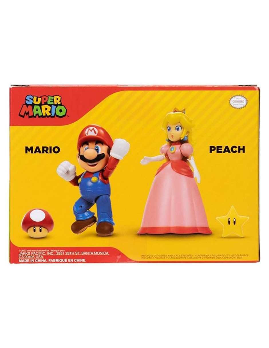 Set figuras acción Super Mario Mario & Princesa Peach Jakks Pacific
