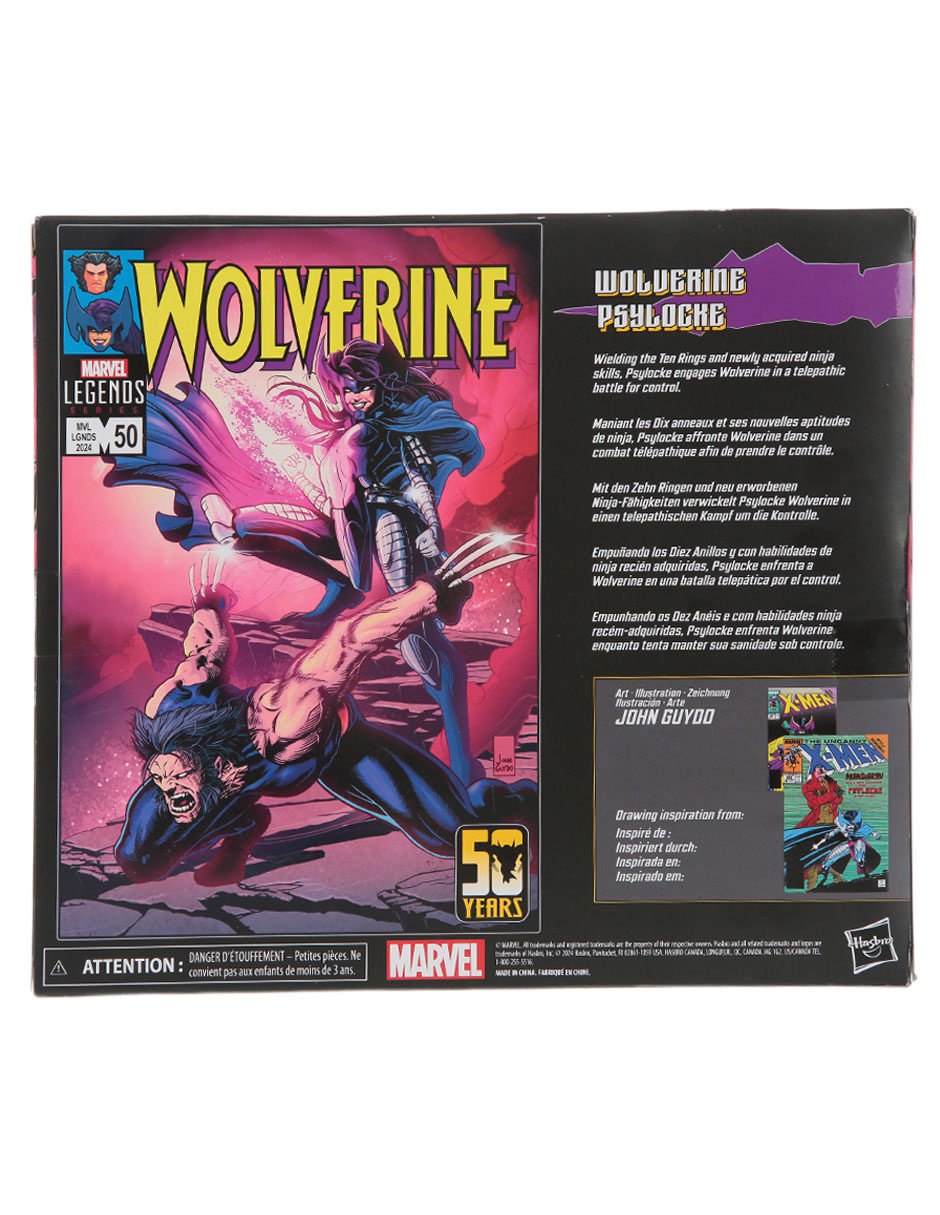 Set figuras acción Series Wolverin y Psylocke collectors Marvel Legends articulado Set figuras acción Series Wolverin y Psylocke collectors Marvel Legends articulado