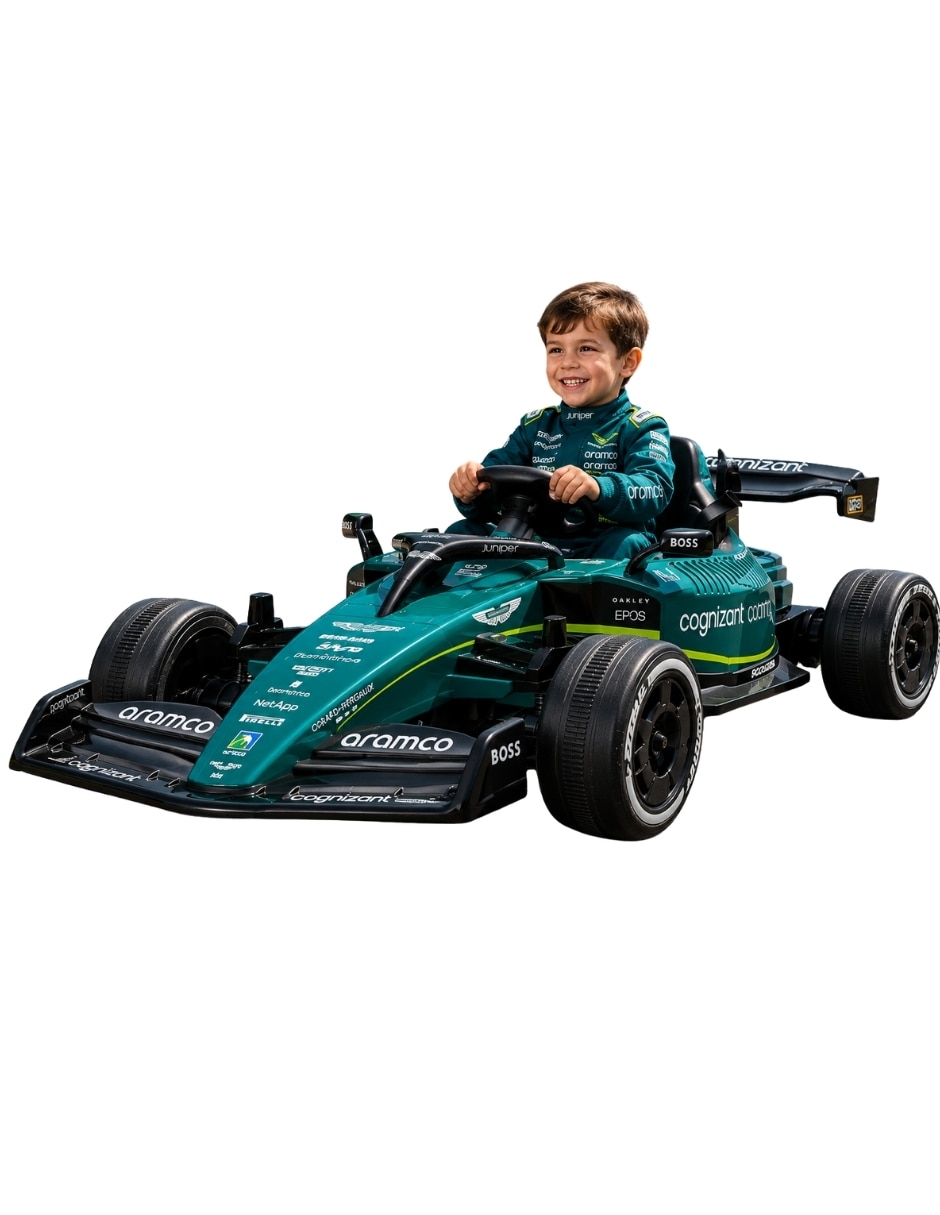 Automóvil montable con control remoto Kart Formula 1 AMR23 recargable infantil