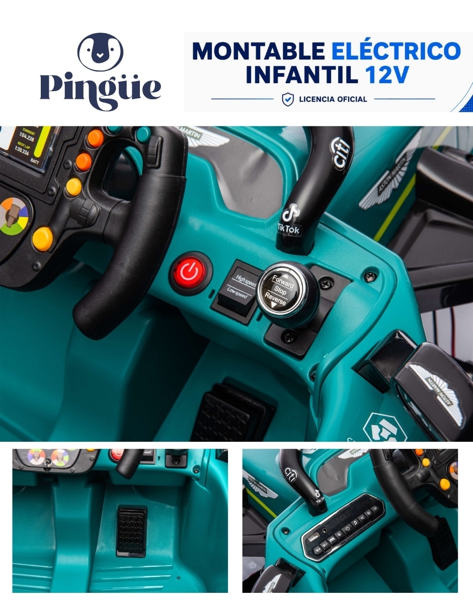 Automóvil montable con control remoto Kart Formula 1 AMR23 recargable infantil 8