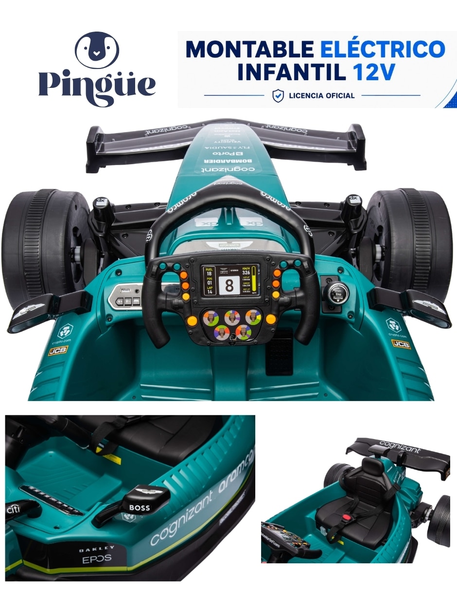 Automóvil montable con control remoto Kart Formula 1 AMR23 recargable infantil 5