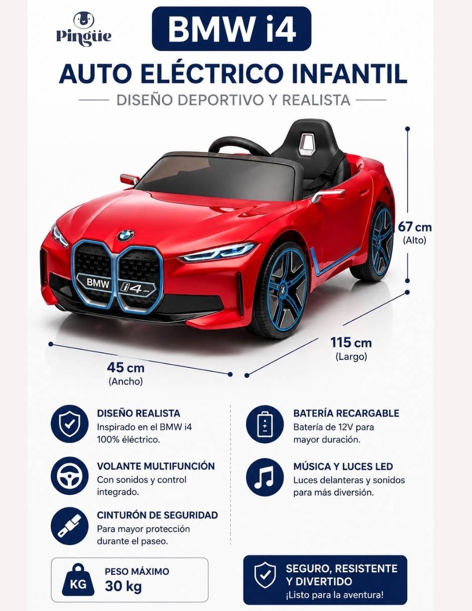 Automóvil montable con control remoto BMW recargable infantil 6