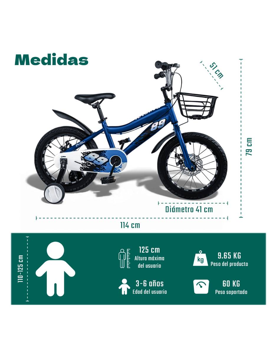 Bicicleta infantil rodada 16 unisex 9