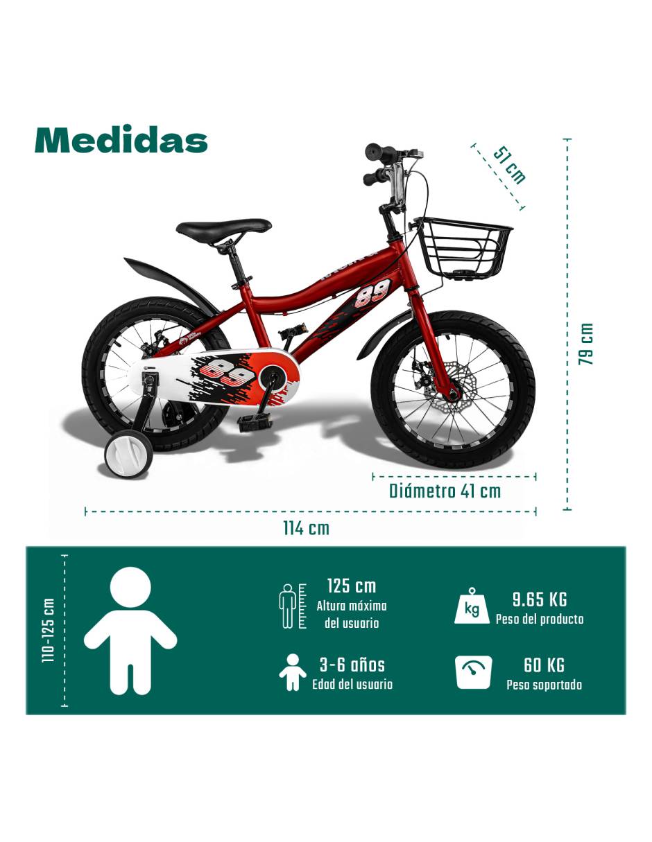 Bicicleta infantil rodada 16 unisex 9