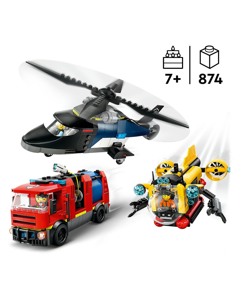 City Remix: Helicóptero, Camión De Bomberos Y Submarino 60462 6