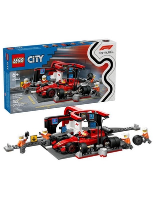 LEGO Parada En Boxes De F1 Y Equipo De Mecánicos Con Coche Ferrari 60443 City