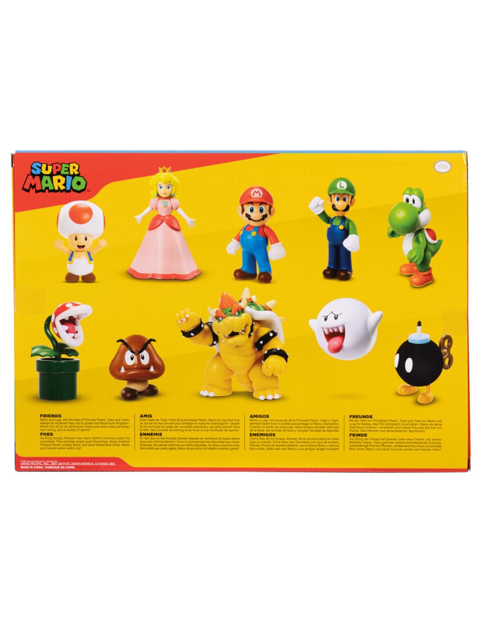 Set figuras acción articulada Super Mario Mario, Luigi, Peach, Yoshi, Toad, Boo, Goomba, Bowser, Bob-omb, Piraña 11