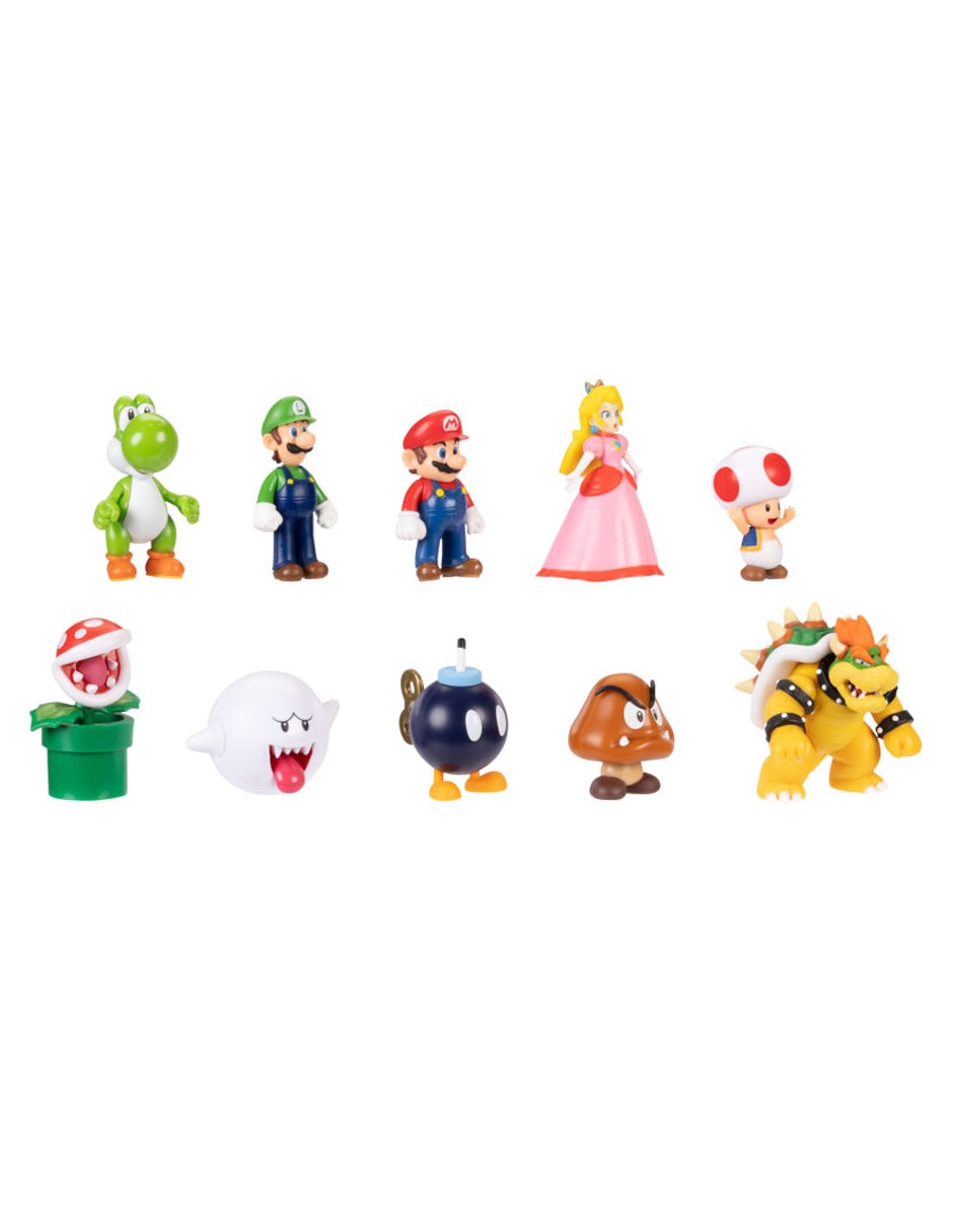Set figuras acción articulada Super Mario Mario, Luigi, Peach, Yoshi, Toad, Boo, Goomba, Bowser, Bob-omb, Piraña 2
