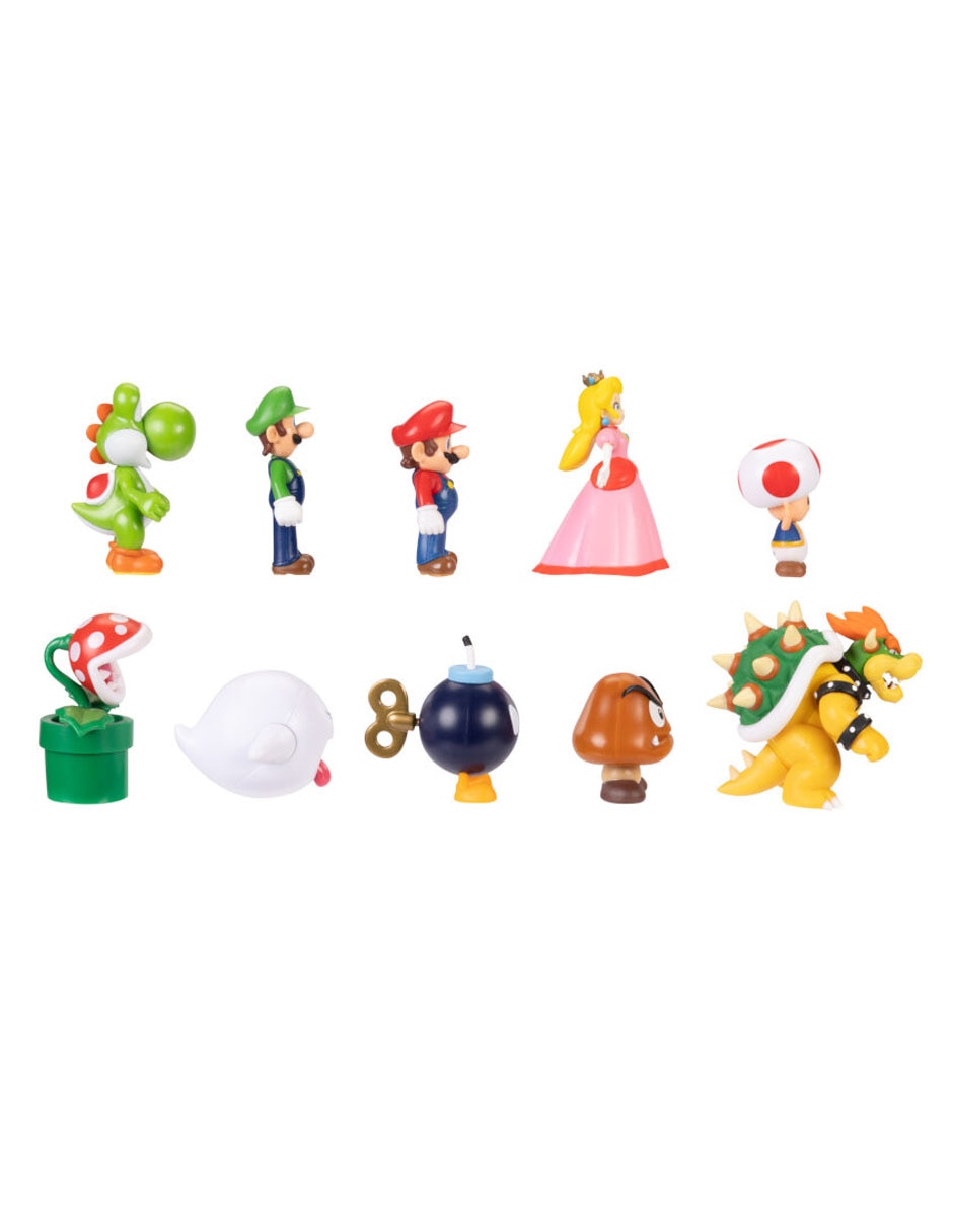 Set figuras acción articulada Super Mario Mario, Luigi, Peach, Yoshi, Toad, Boo, Goomba, Bowser, Bob-omb, Piraña 3