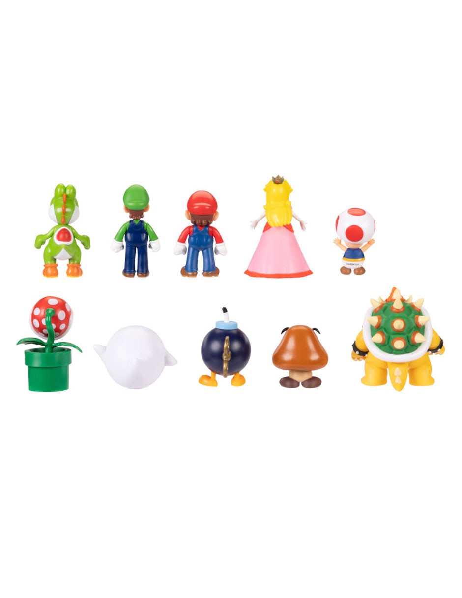 Set figuras acción articulada Super Mario Mario, Luigi, Peach, Yoshi, Toad, Boo, Goomba, Bowser, Bob-omb, Piraña 4