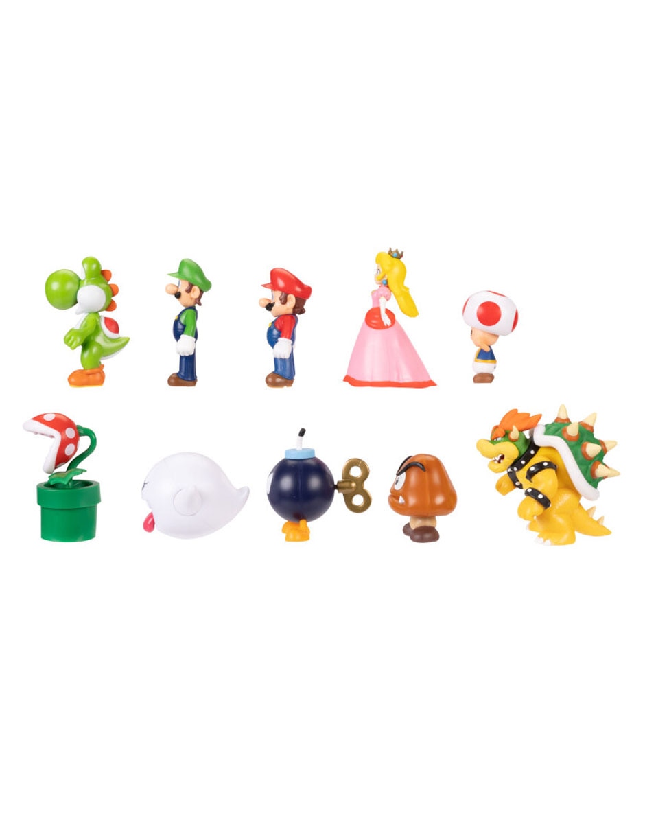 Set figuras acción articulada Super Mario Mario, Luigi, Peach, Yoshi, Toad, Boo, Goomba, Bowser, Bob-omb, Piraña 6