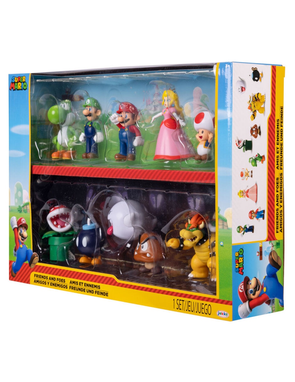 Set figuras acción articulada Super Mario Mario, Luigi, Peach, Yoshi, Toad, Boo, Goomba, Bowser, Bob-omb, Piraña 10