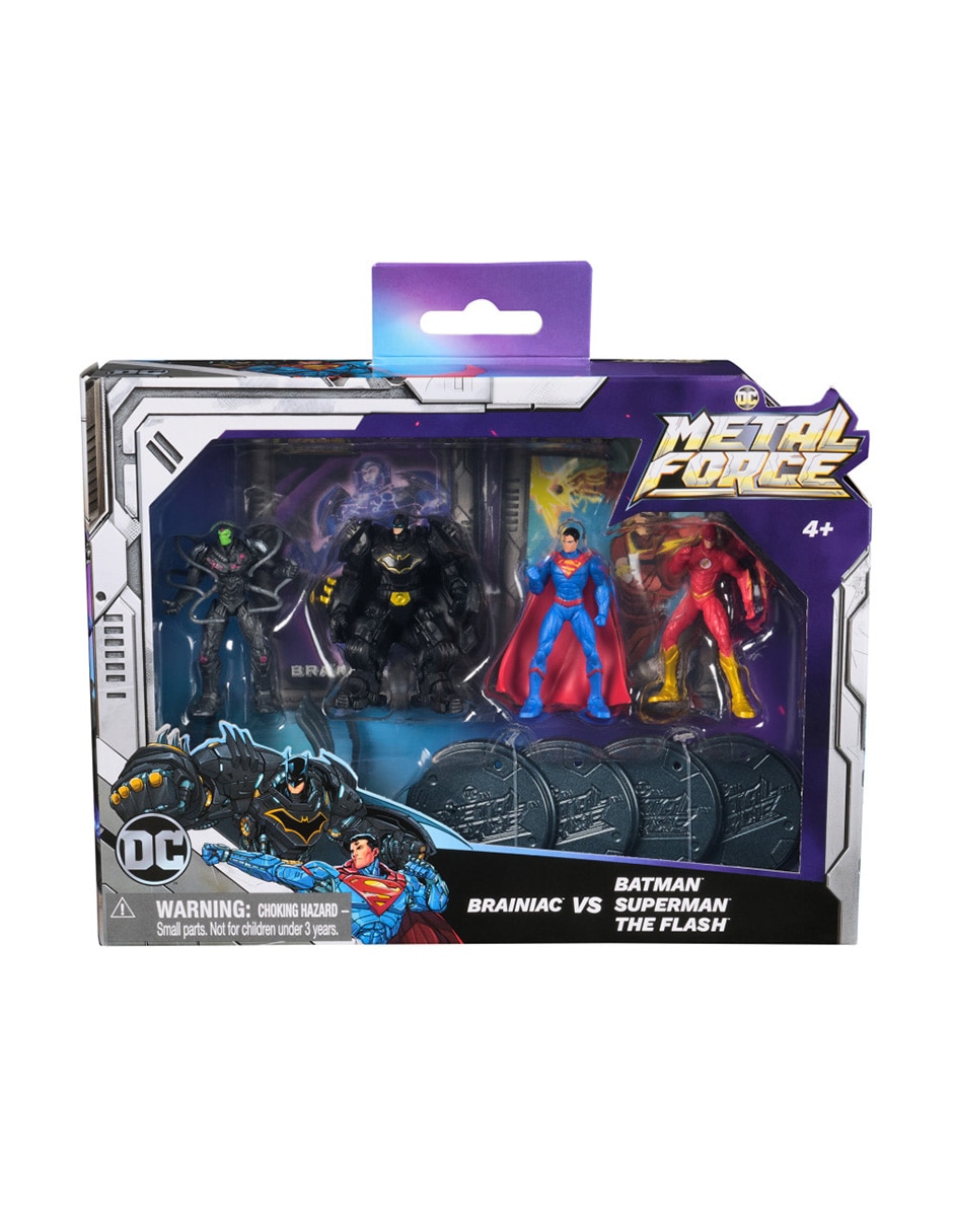 Set figuras acción articulada DC Metal Force Brainiac,Batman,Superman y The Flash Collectors