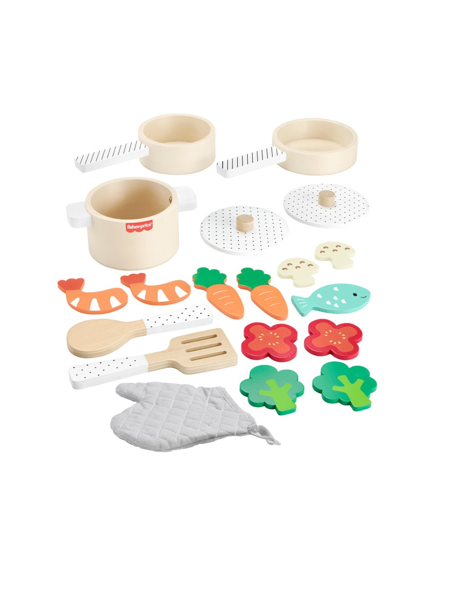 Juego De Ollas Y Sartenes De Madera Fisher Price juego armable infantil unisex