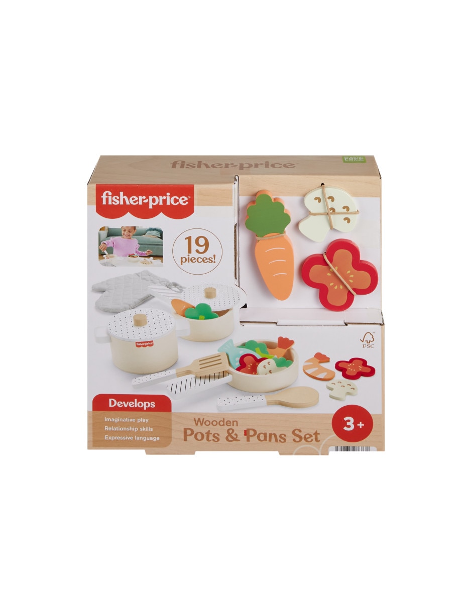 Juego De Ollas Y Sartenes De Madera Fisher Price juego armable infantil unisex