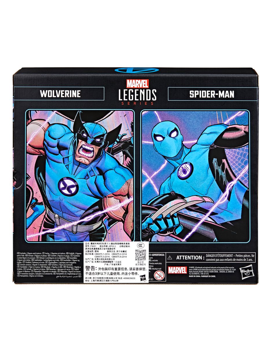 Set figuras acción articuladas Fantastic 4 Wolverine y Spider-Man Collectors Marvel