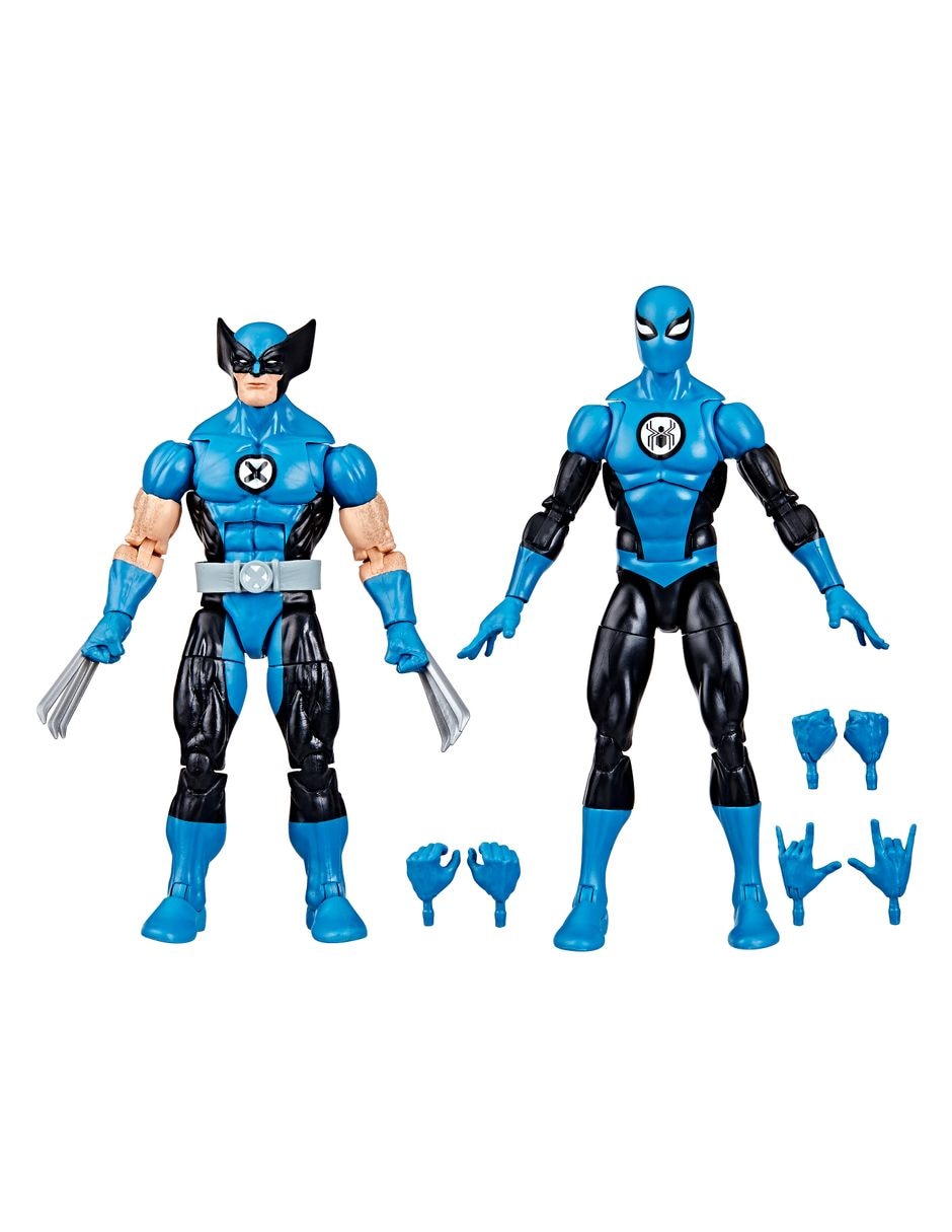 Set figuras acción articuladas Fantastic 4 Wolverine y Spider-Man Collectors Marvel