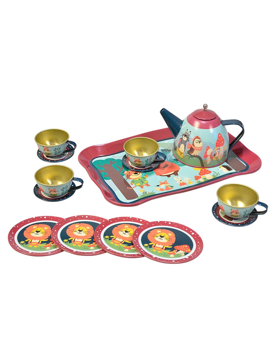 Set de fiesta de té animales del bosque juego de rol para niños