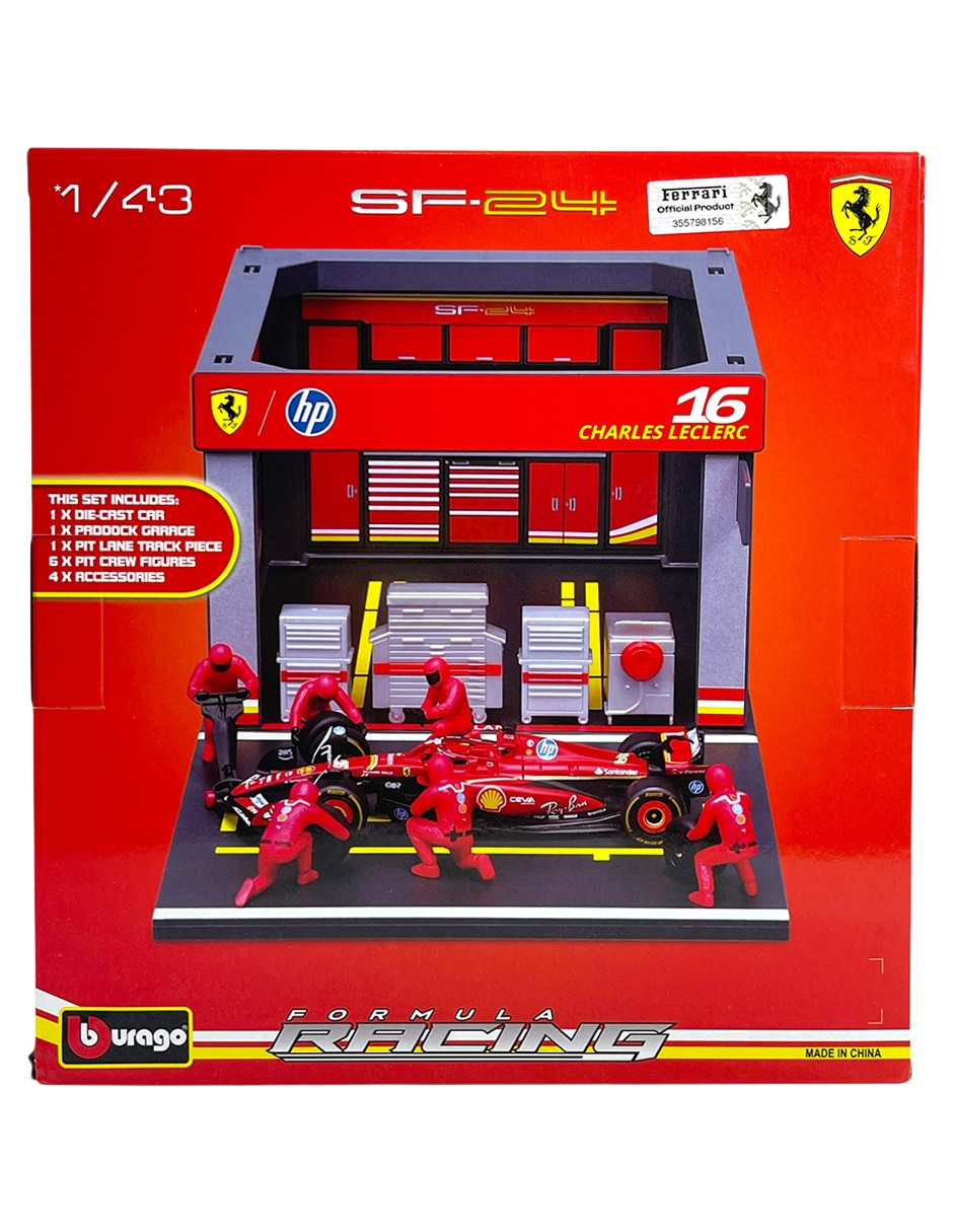 Vehículo a escala pit stop ferrari sf-24 Charles Leclerc 5