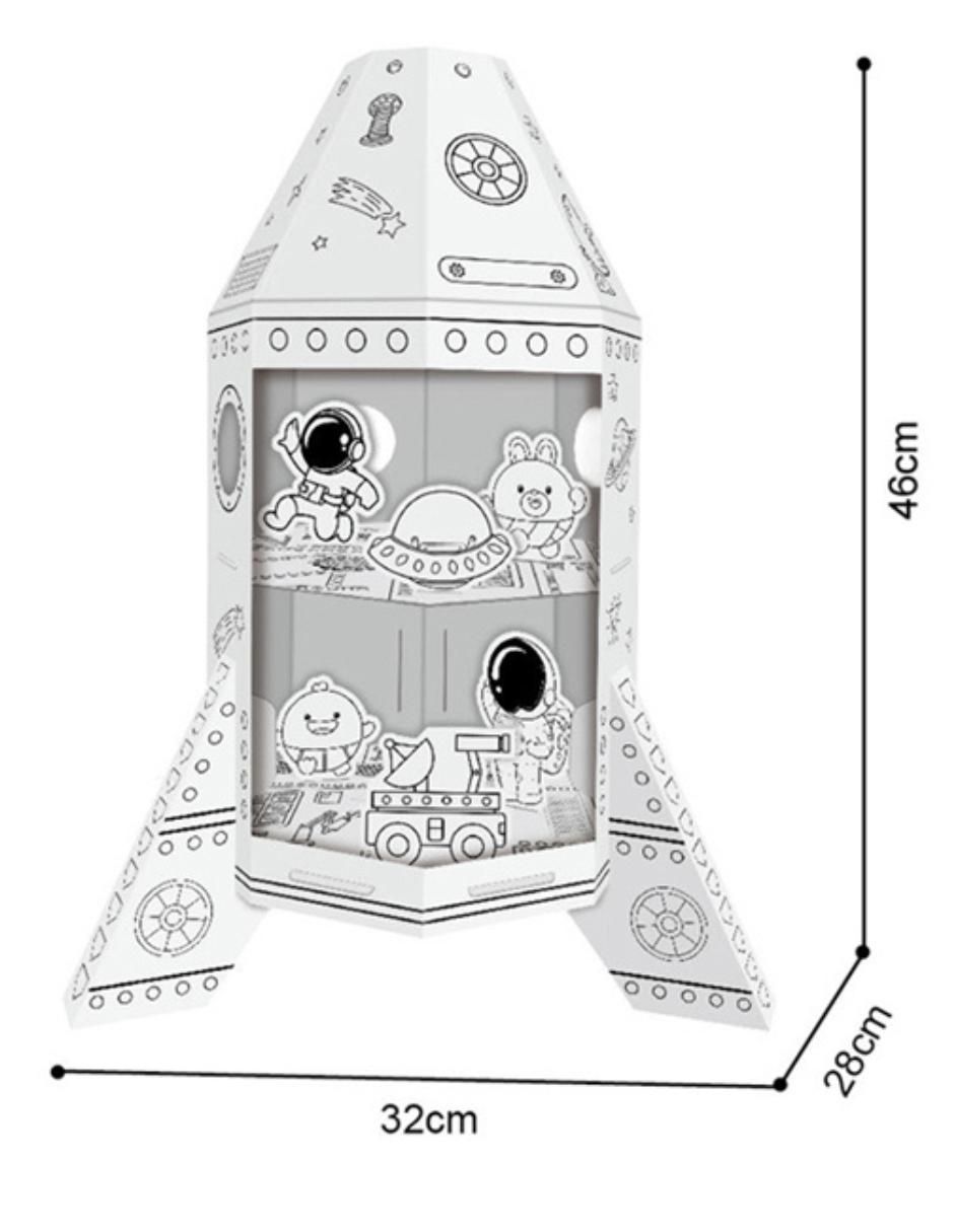 Figura armable de cartón para pintar nave espacial Diy doodle 10