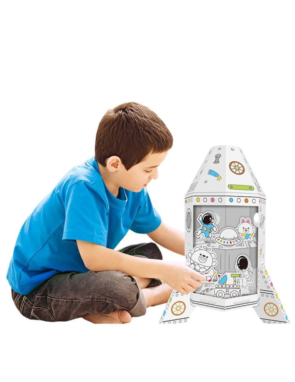 Figura armable de cartón para pintar nave espacial Diy doodle