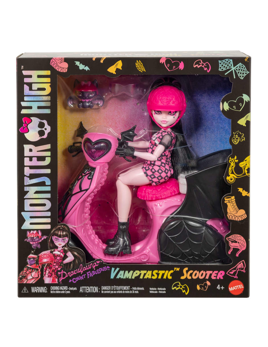 Muñeca fashion draculaura con scooter 2