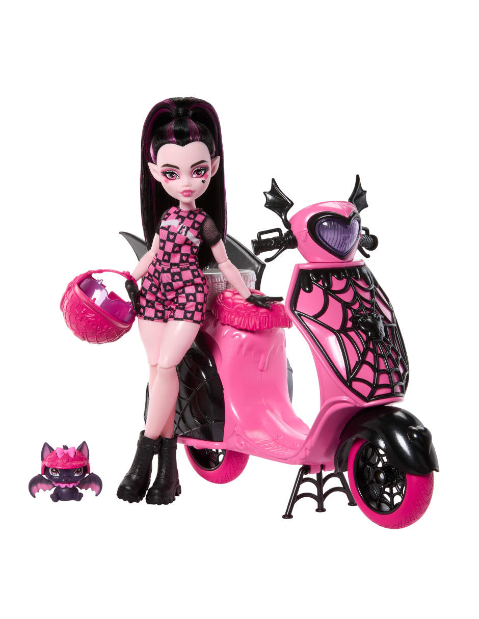 Muñeca fashion draculaura con scooter