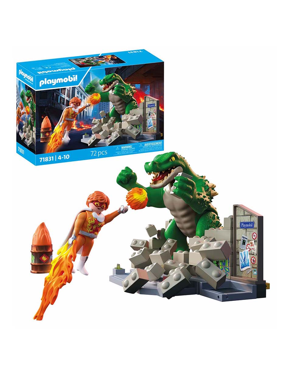Playmobil Pm Héroe Batalla Contra El Lagarto Gigante 71831