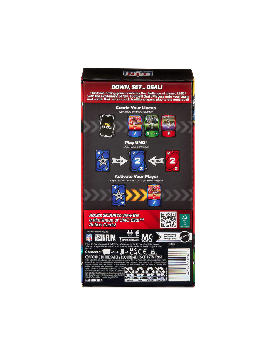 Uno Elite NFL juego de mesa NFL Starter pack Uno