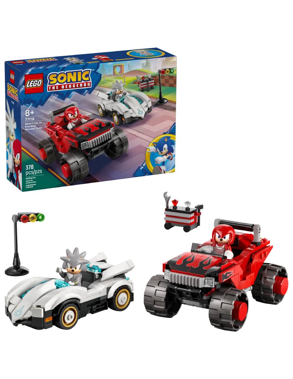 Sonic The Hedgehog Set De Lego Sonic Silver'S Car Vs. Knuckles Monster Truck 77118 77118