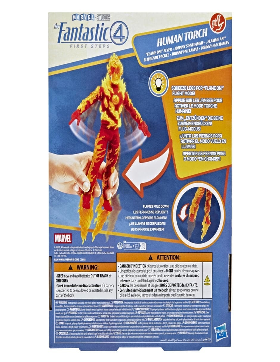 Figura de acción articulada Antorcha Humana fans Marvel con luz y sonido