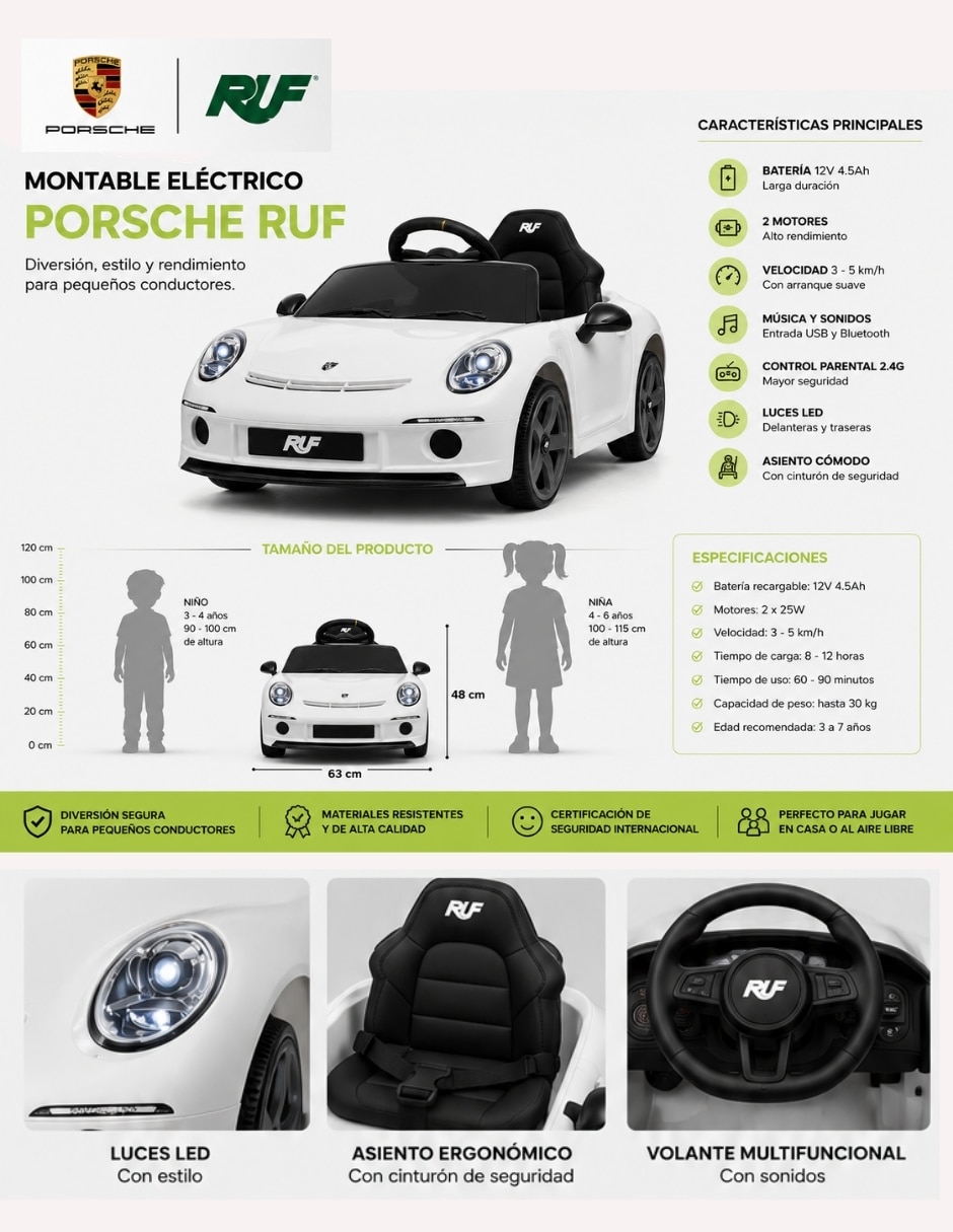 Automóvil montable con control remoto Pingüe recargable 6
