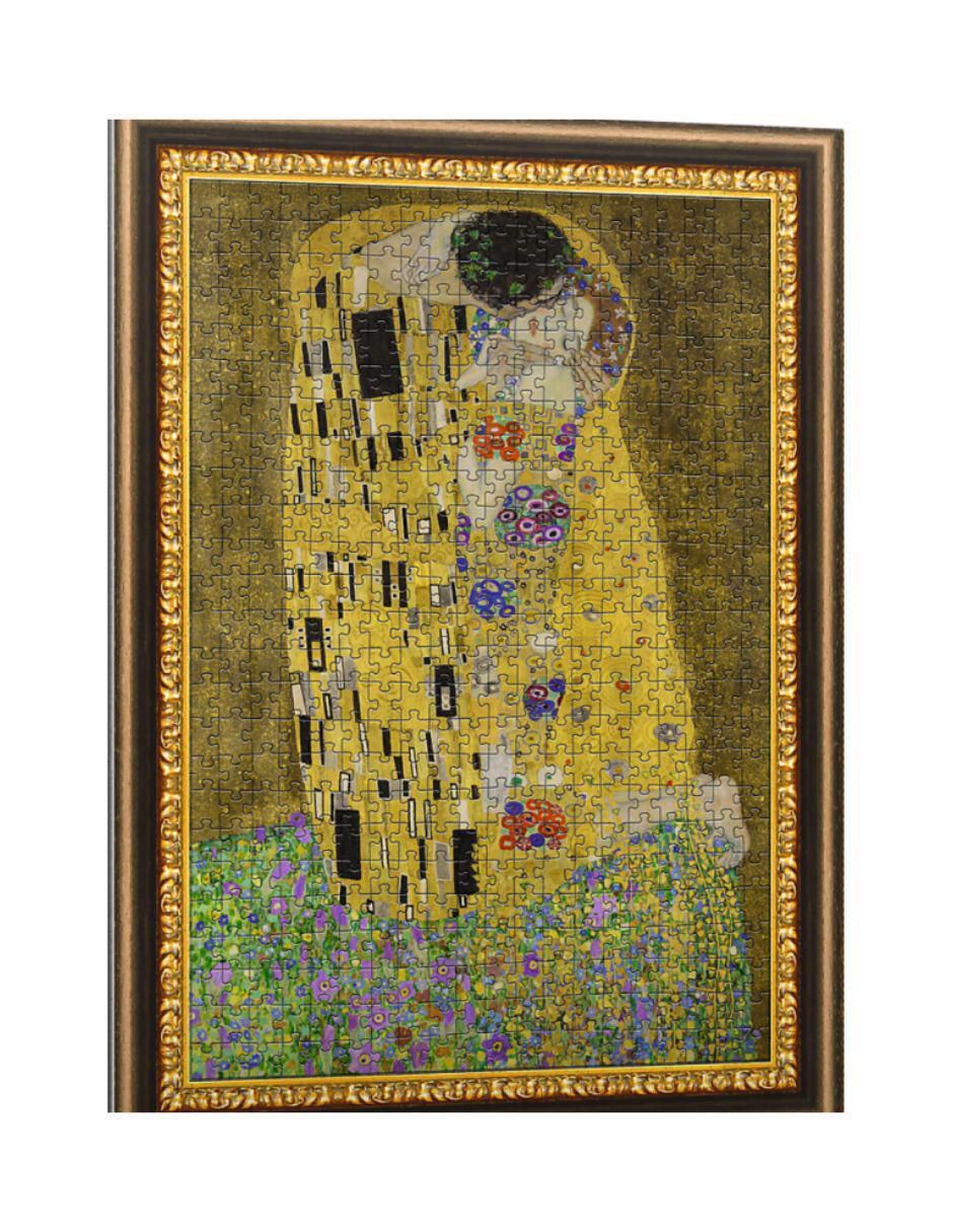 Rompecabezas Gustav Klimt El Beso con marco Trefl 500 piezas