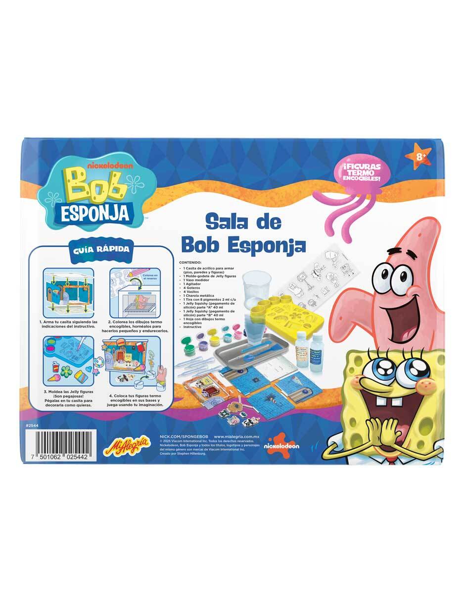 Sala de Bob Esponja casita de acrílico armable y jelly figuritas 2544 2