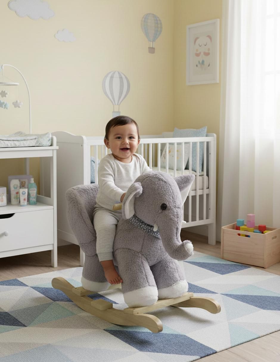Balancín montable trompy el elefante abrazable con sonido de batería unisex
