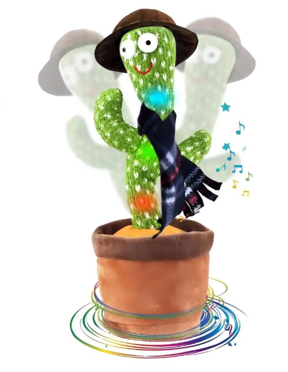 Peluche de Cactus luminoso, baila, canta y repite voz