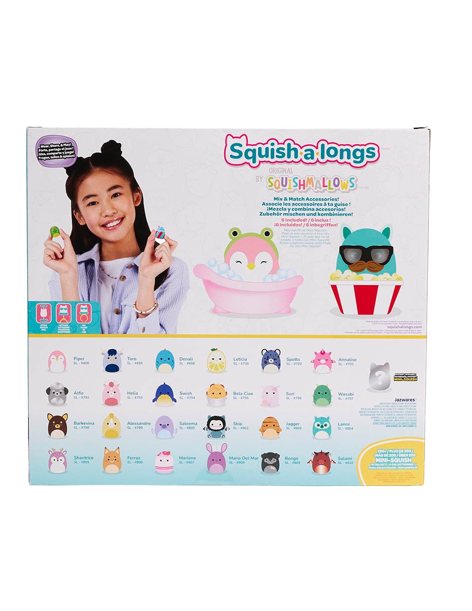 Set figuras acción squishmallows elástico