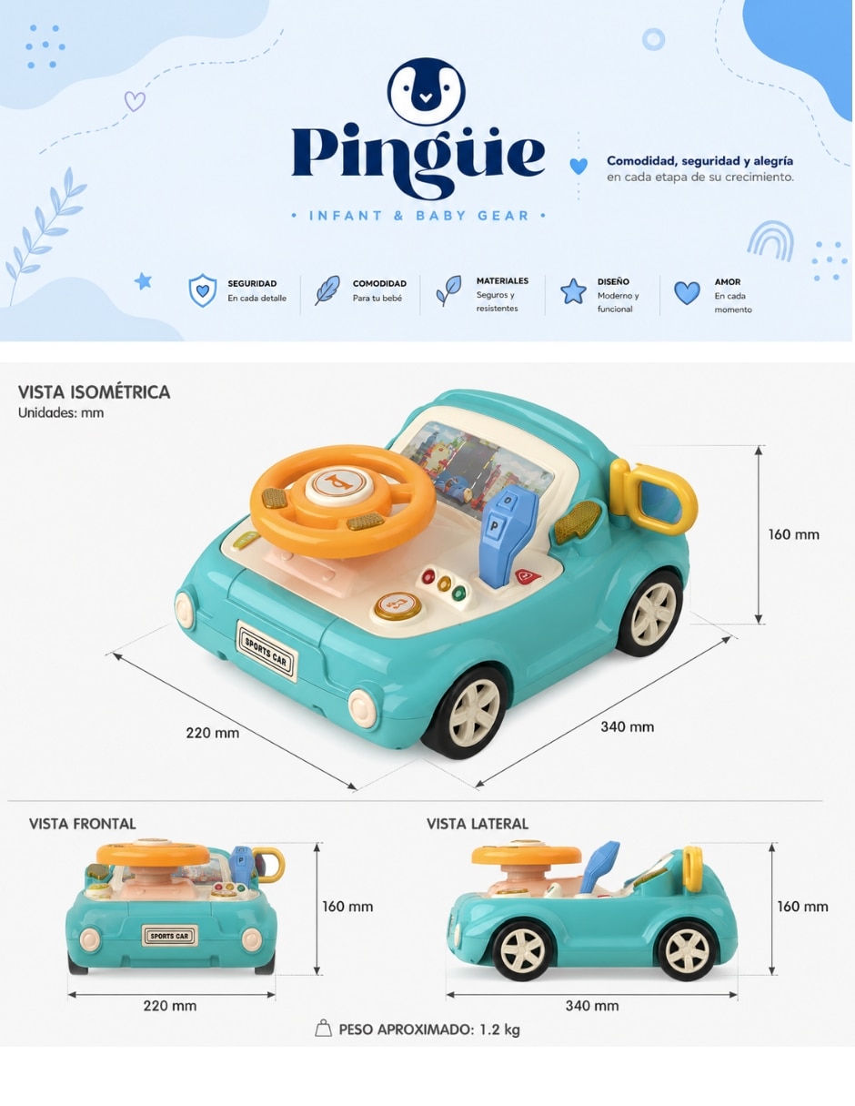 Volante aprendizaje multifunciones interactivo Pingüe juego de rol para niños