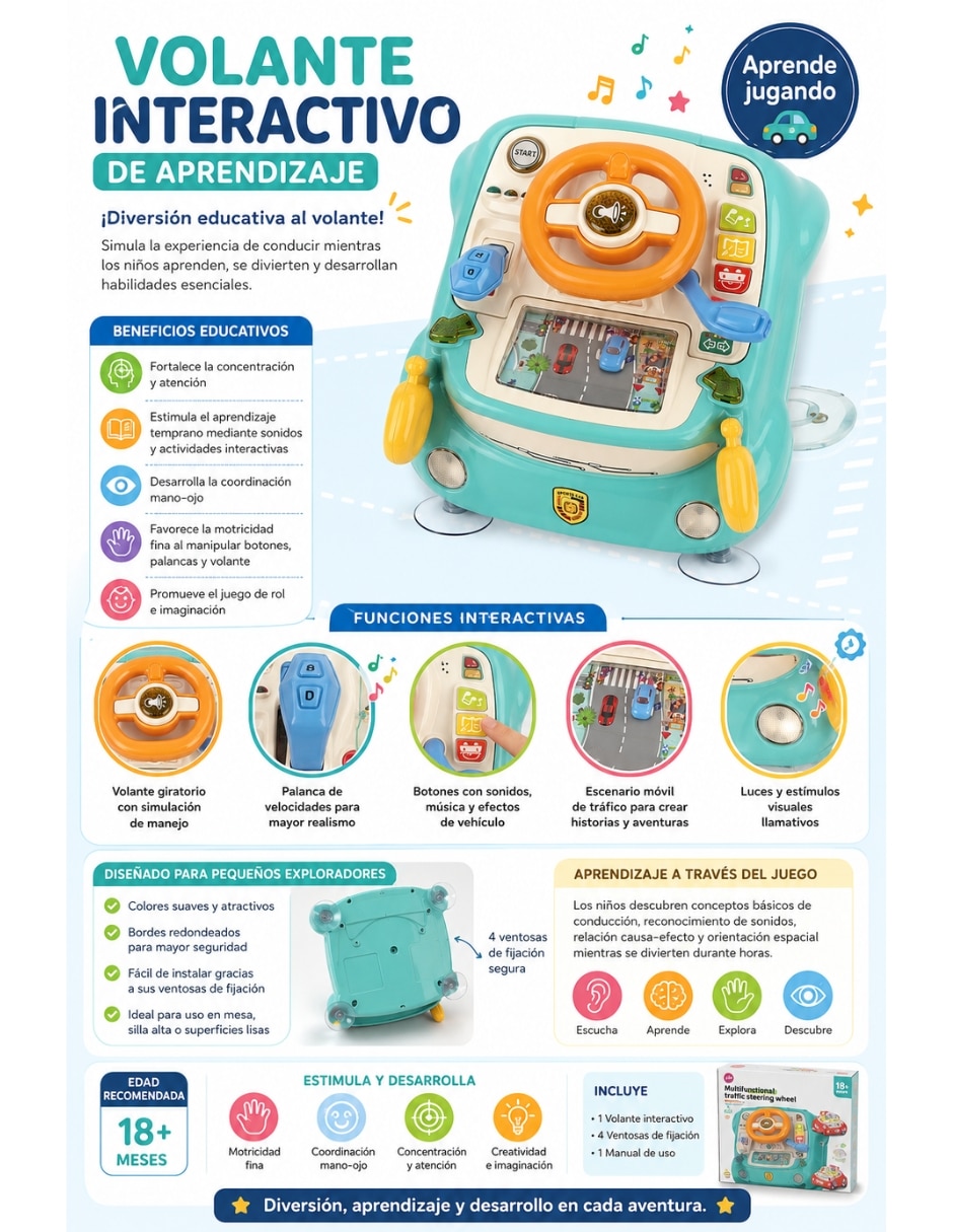 Volante aprendizaje multifunciones interactivo Pingüe juego de rol para niños