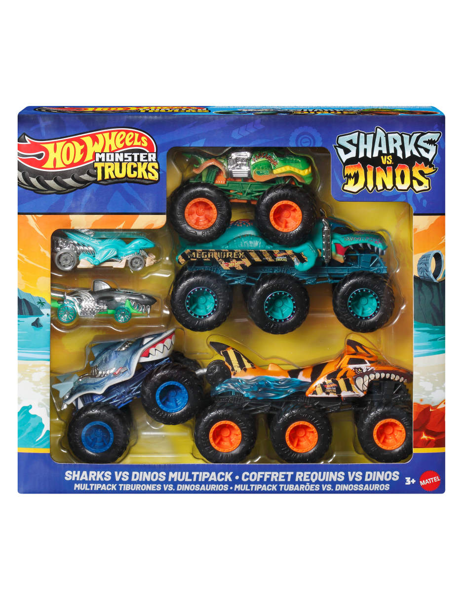 HOT WHEELS Vehículo monster truck hot wheels shark vs dino multipack