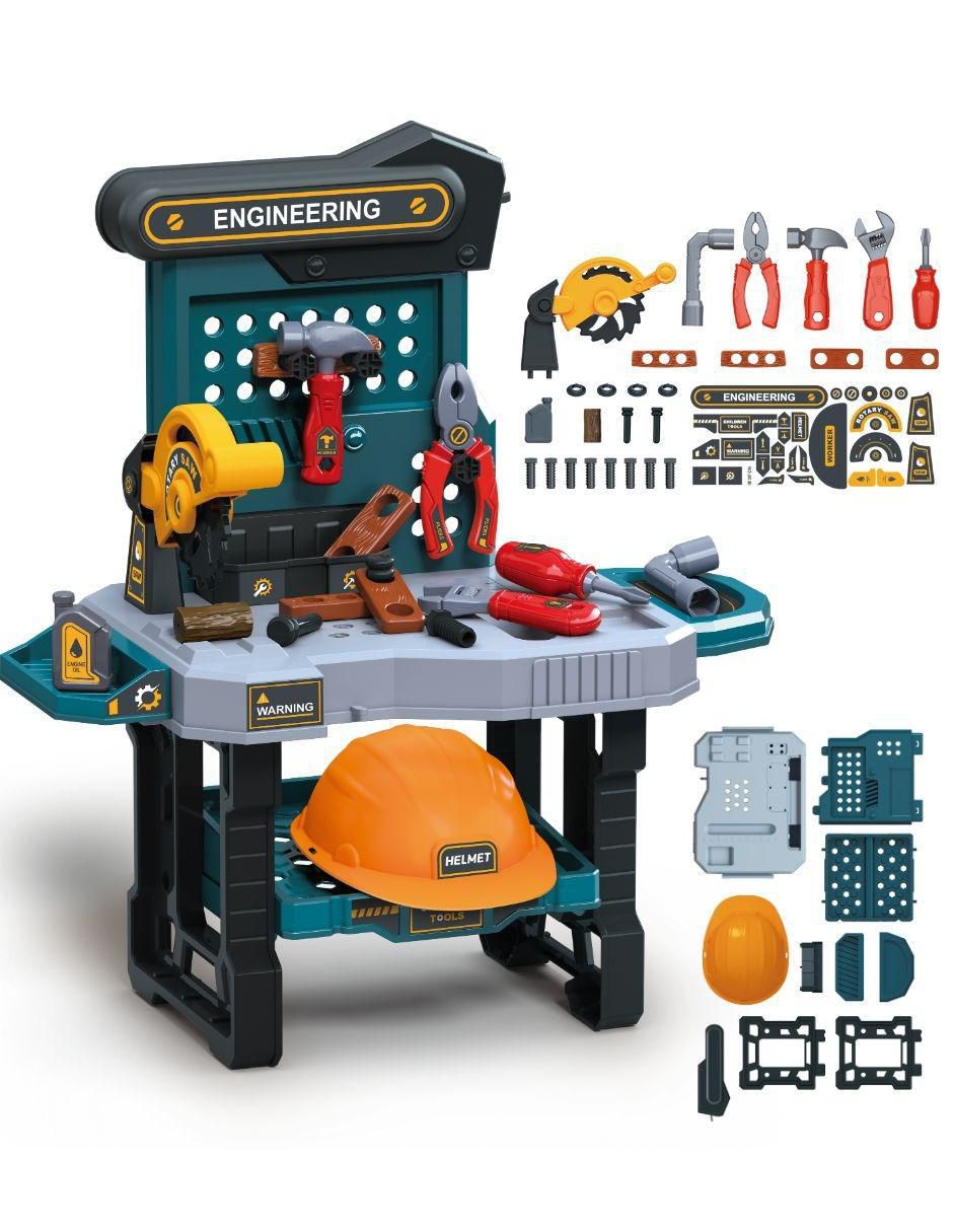 Mesa de herramientas para niños con banco y accesorios juego de rol para niños
