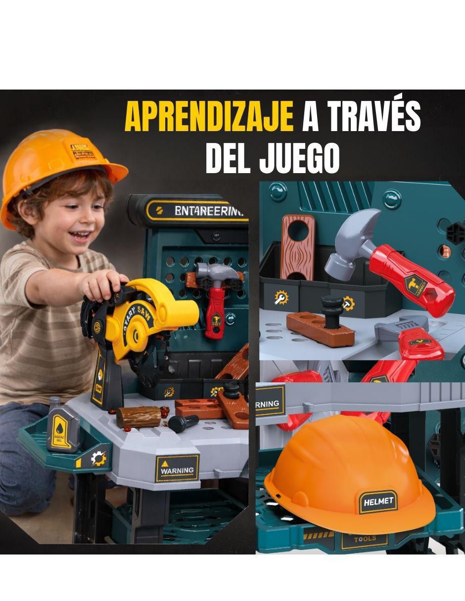 Mesa de herramientas para niños con banco y accesorios juego de rol para niños