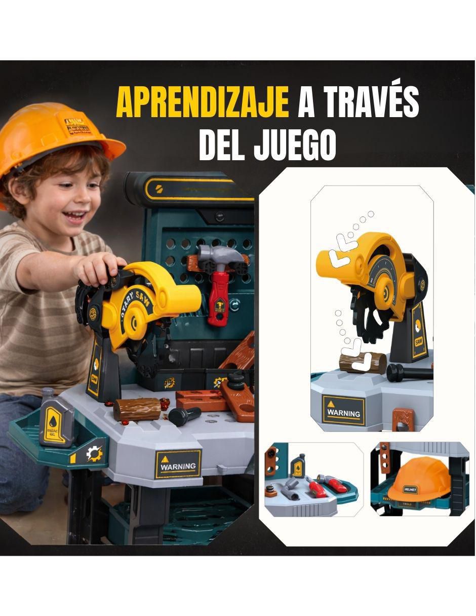 Mesa de herramientas para niños con banco y accesorios juego de rol para niños