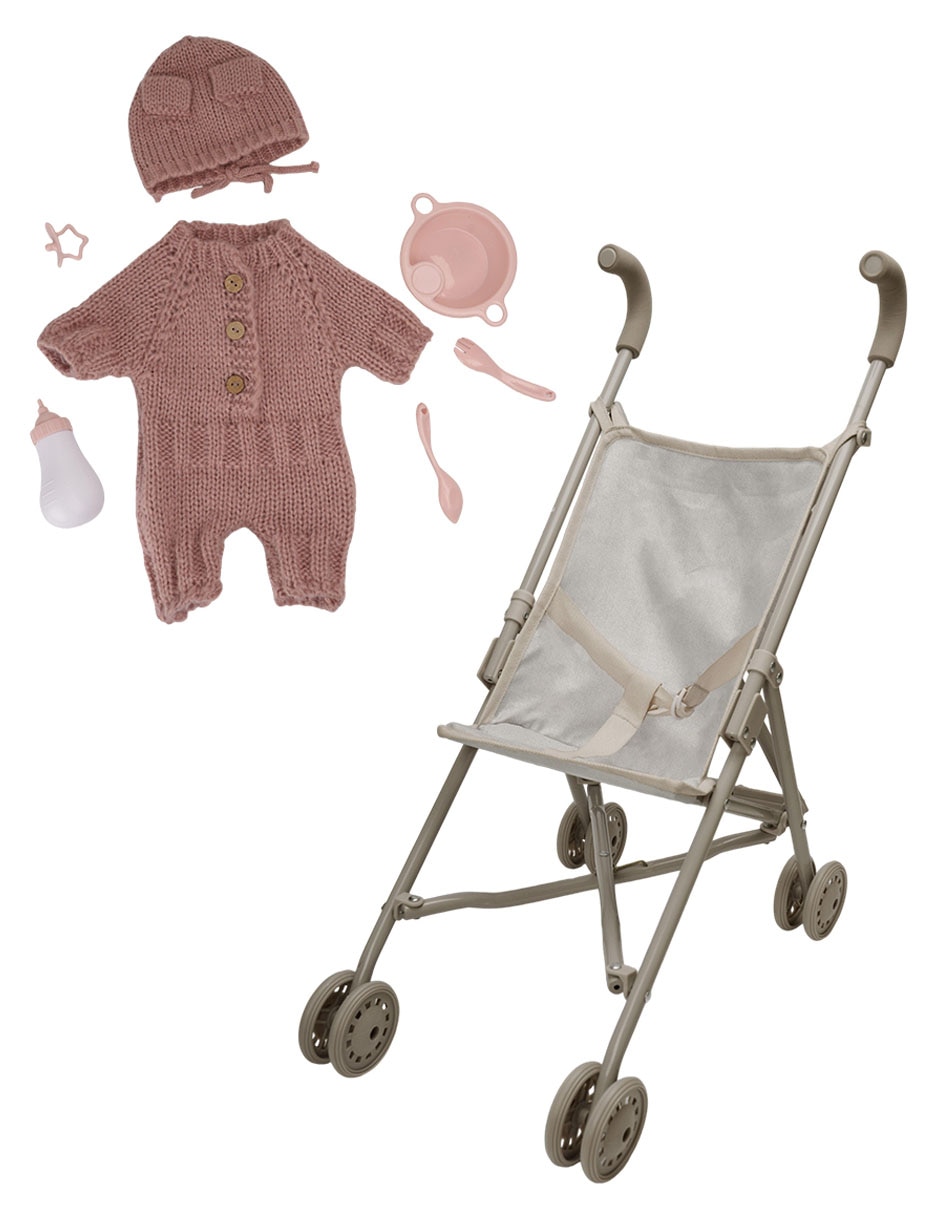 Set carriola, ropa, y platos para bebé