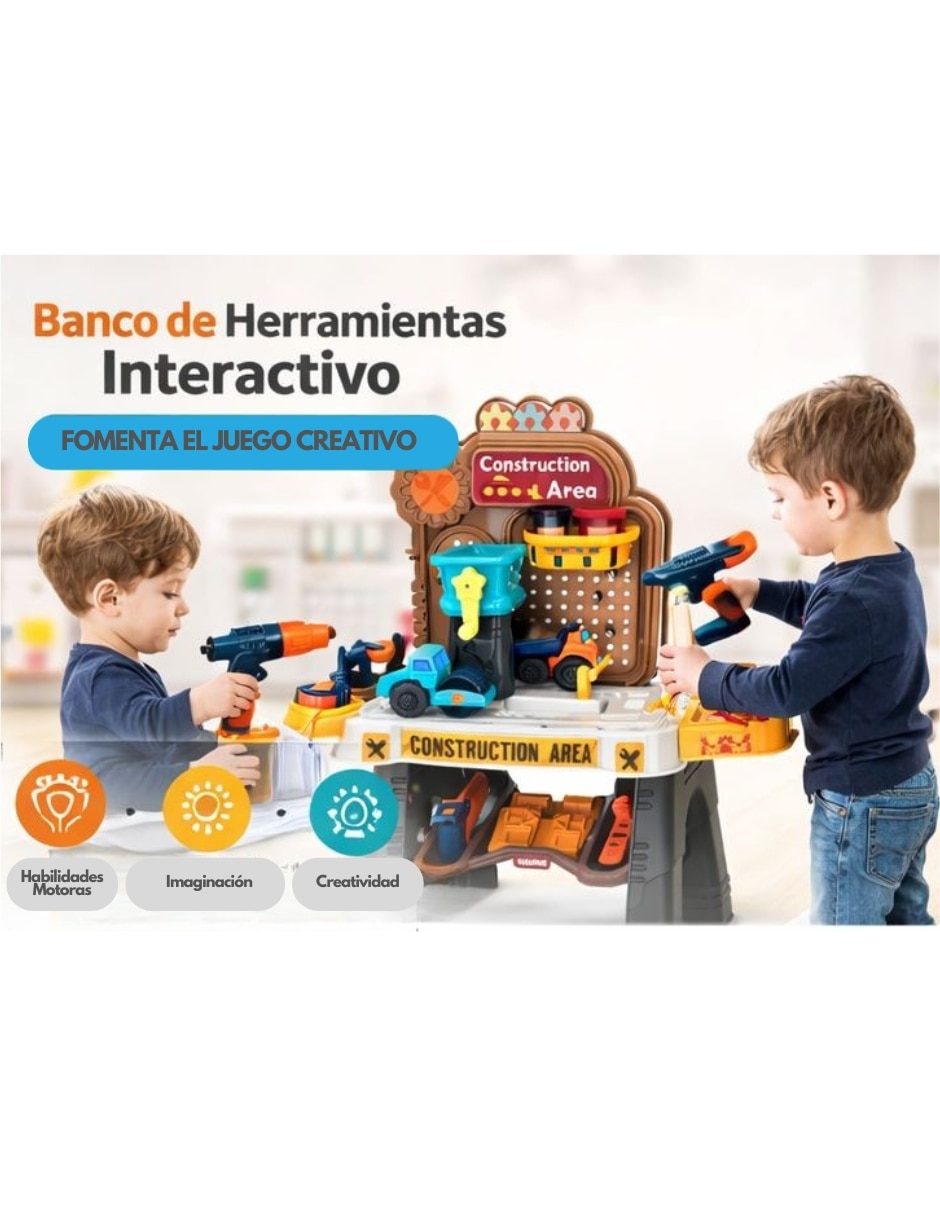Mesa de trabajo construcción | estación de masas moldeables infantil con 45 piezas pingüe