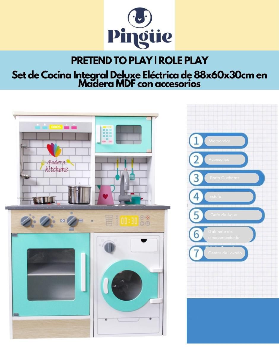 Set de cocina integral premium pingüe juego de rol para niños